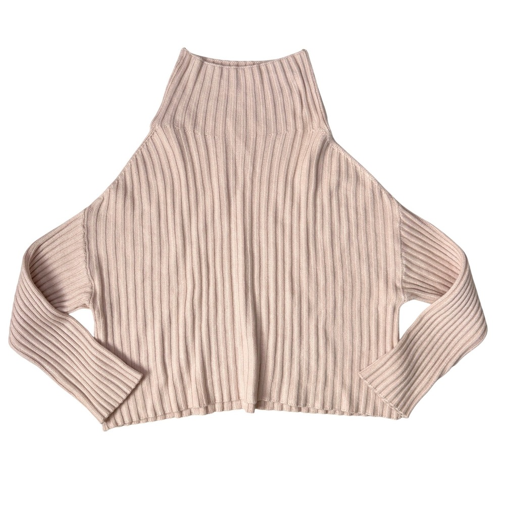 Tavi Alpine Mock Neck Sweater Womens Pink Ribbed‎ Knit Boxy Pullover Medium